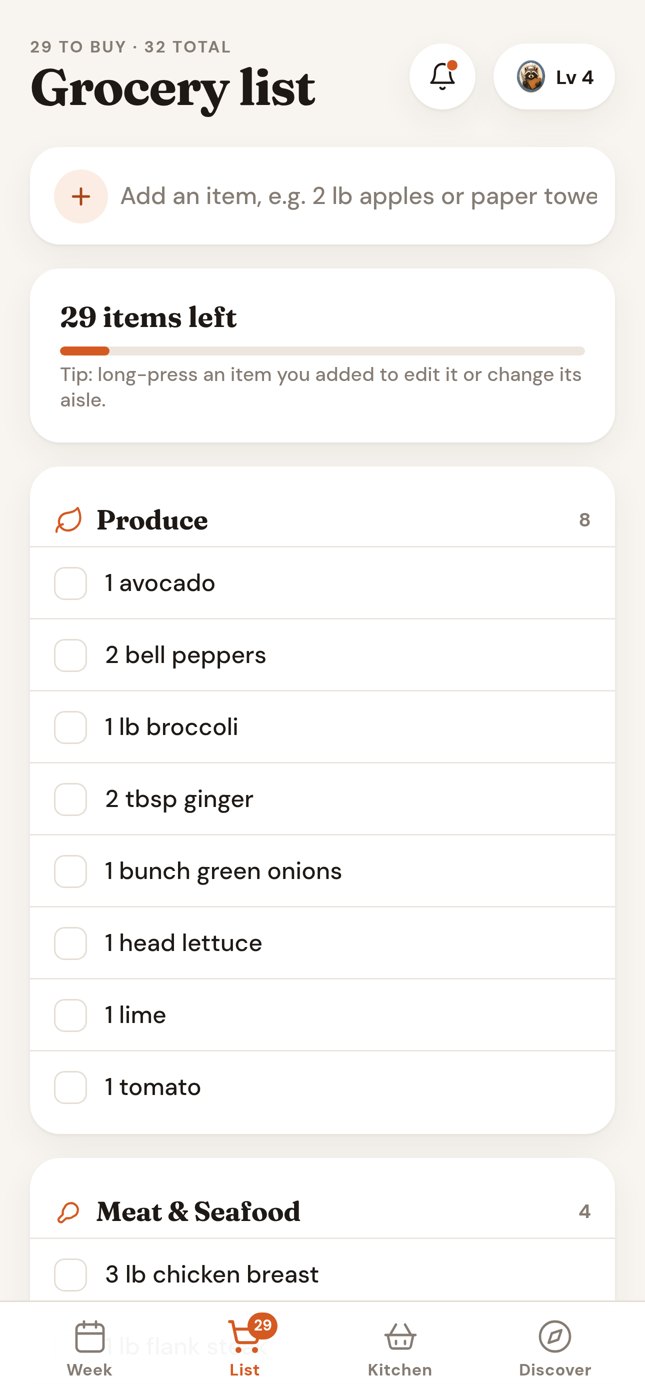 Grocery list